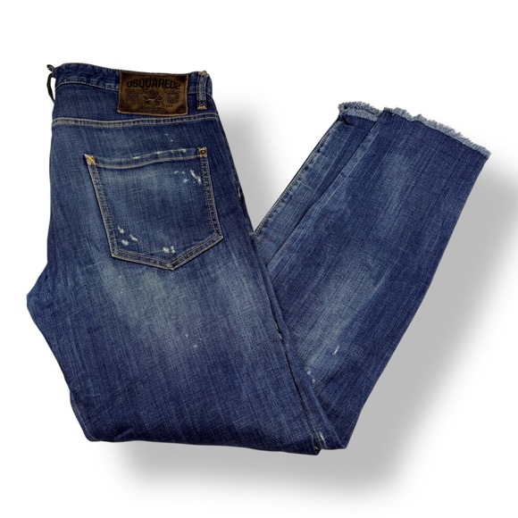 Dsquared2 Skinny Dan Jeans Mens 38x31 Blue Distressed Made in Italy S71LB0199